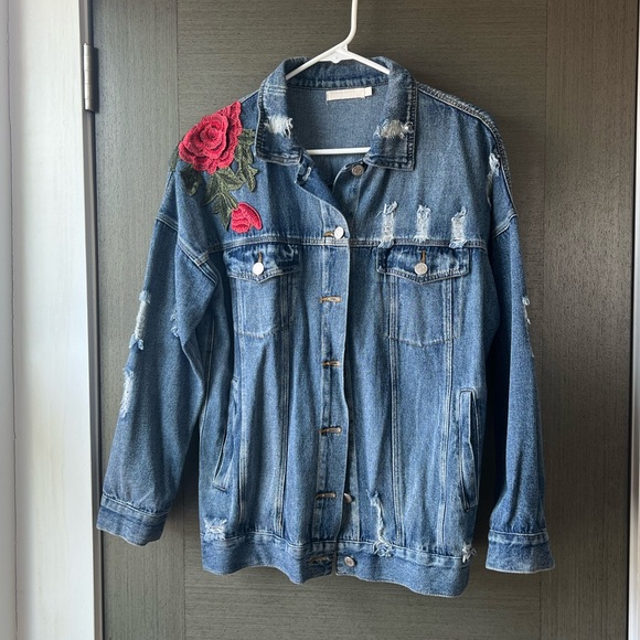 Rose Embroidered Denim Jacket - Picture 4 of 5